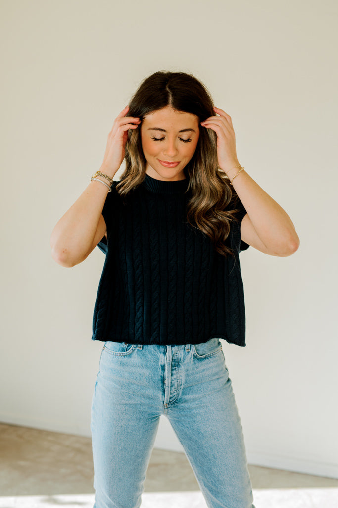 Be Mine Sleeveless Knit Cropped Sweater Top