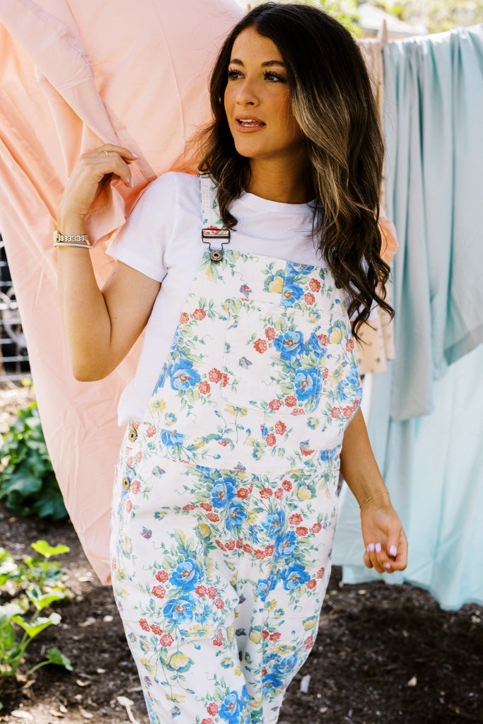 Backyard Paradise Floral Printed Overalls