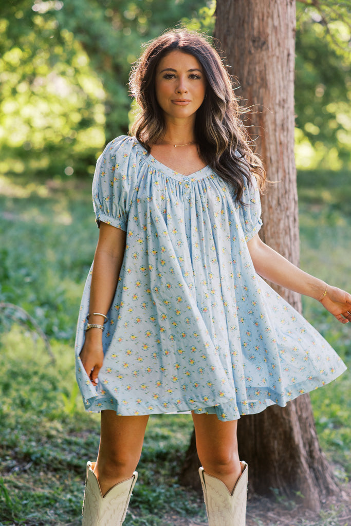 Wildflower Whimsy Floral Button-Down Mini Dress